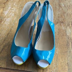 Nicole Lee Vibrant Blue Peep-Toe Heels